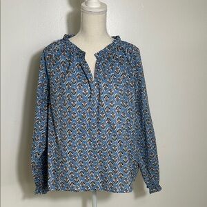 J.Crew Cotton Floral Blue Women's Top Large